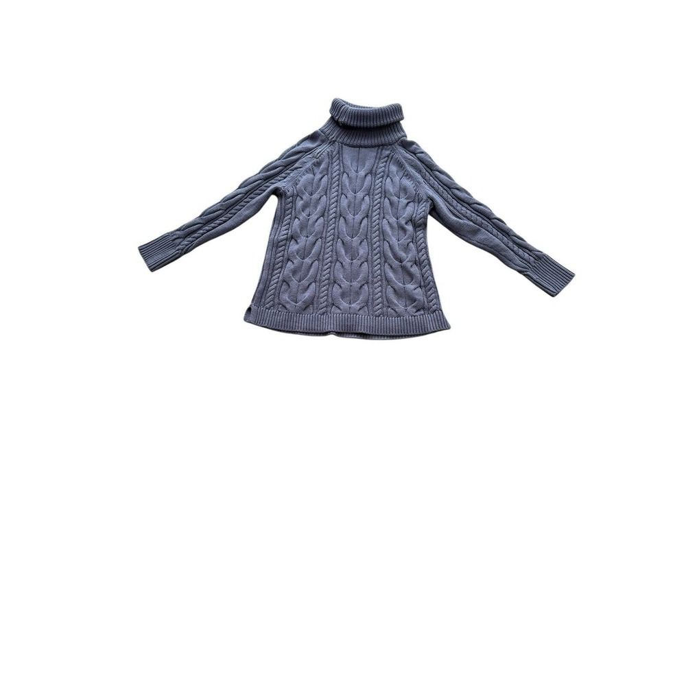 Women's Haven Well‎ Within M Blue Pullover Cable knit Sweater Side Zip Neck